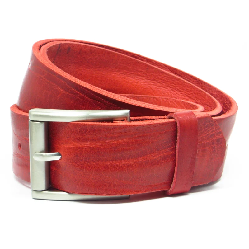 Ledergürtel 4 cm breit rot Rindsleder