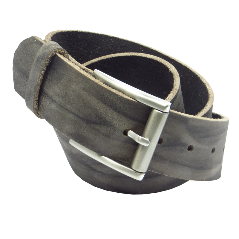 Ledergürtel 4 cm breit grau Büffelleder