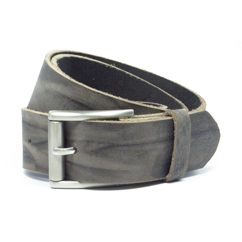 Ledergürtel 4 cm breit grau Büffelleder