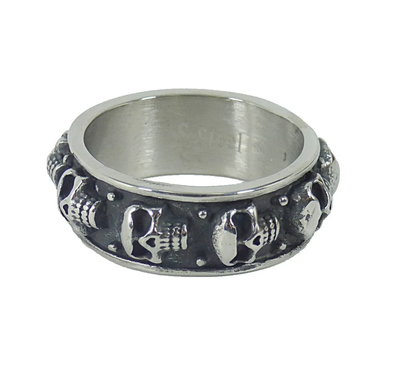 Ring Fingerring Bandring Edelstahl Totenkopf Biker Rocker