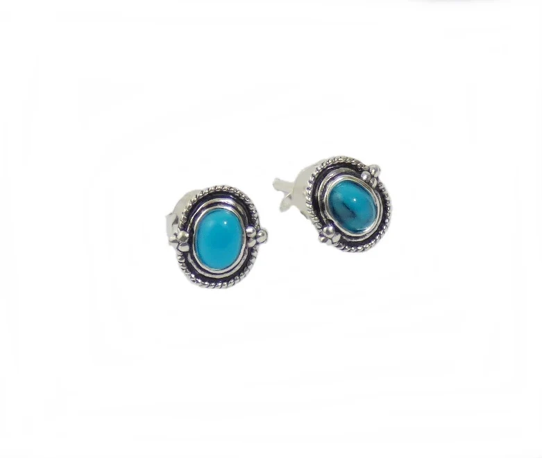 Ohrringe Ohrstecker Indianerschmuck Türkis 925er Sterling Silber Handarbeit