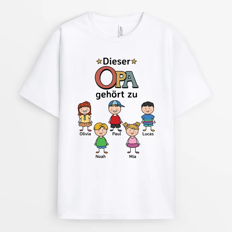 Dieser Opa Gehört Zu - Personalisiertes Geschenk | T-Shirt Opa Oma Sterne