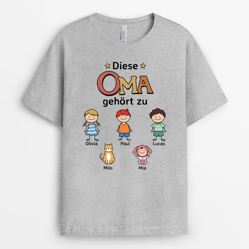 Dieser Opa Gehört Zu - Personalisiertes Geschenk | T-Shirt Opa Oma Sterne