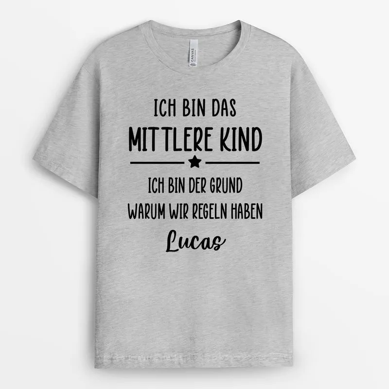 Ich Bin Das Älteste Kind Ich Mache Die Regeln - Personalisierte T Shirts Geschwister Basic