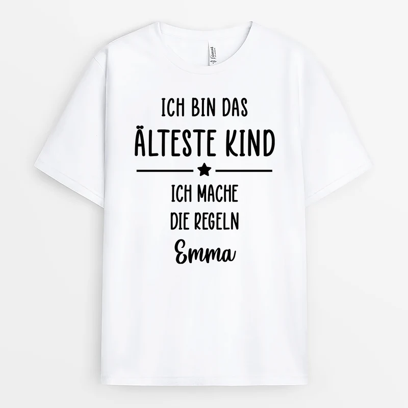 Ich Bin Das Älteste Kind Ich Mache Die Regeln - Personalisierte T Shirts Geschwister Basic