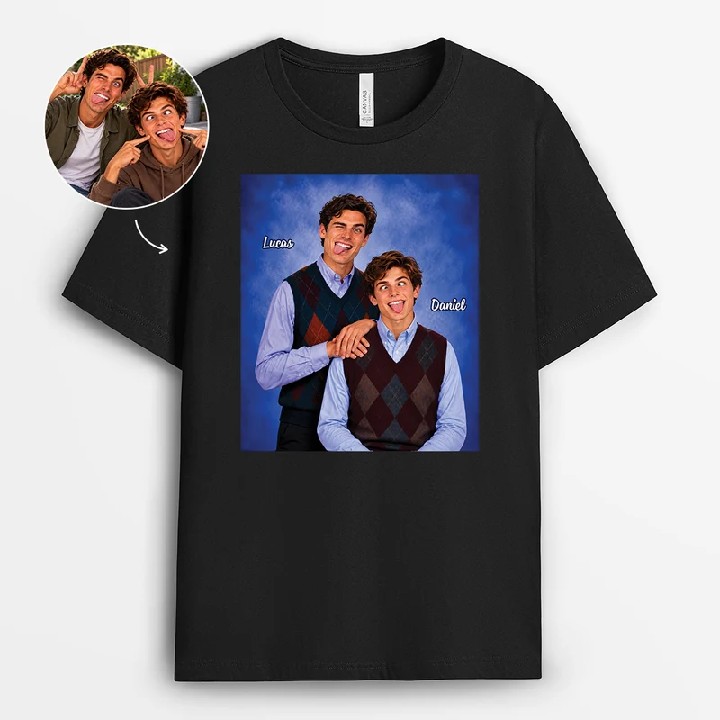 Geschwister Mit Gesicht - Personalisiertes T Shirt Lustig