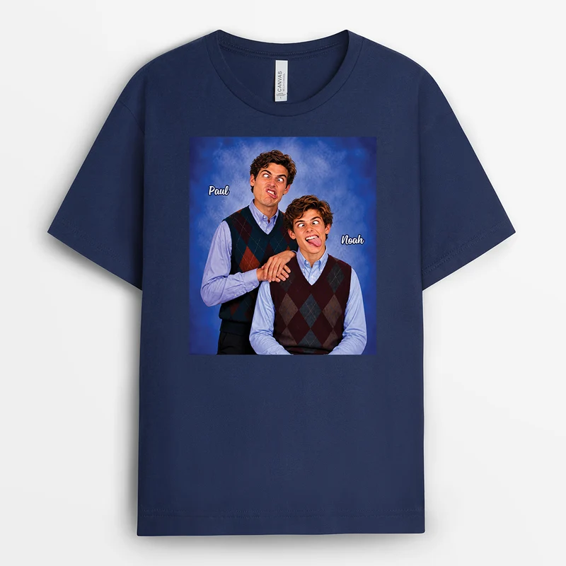 Geschwister Mit Gesicht - Personalisiertes T Shirt Lustig