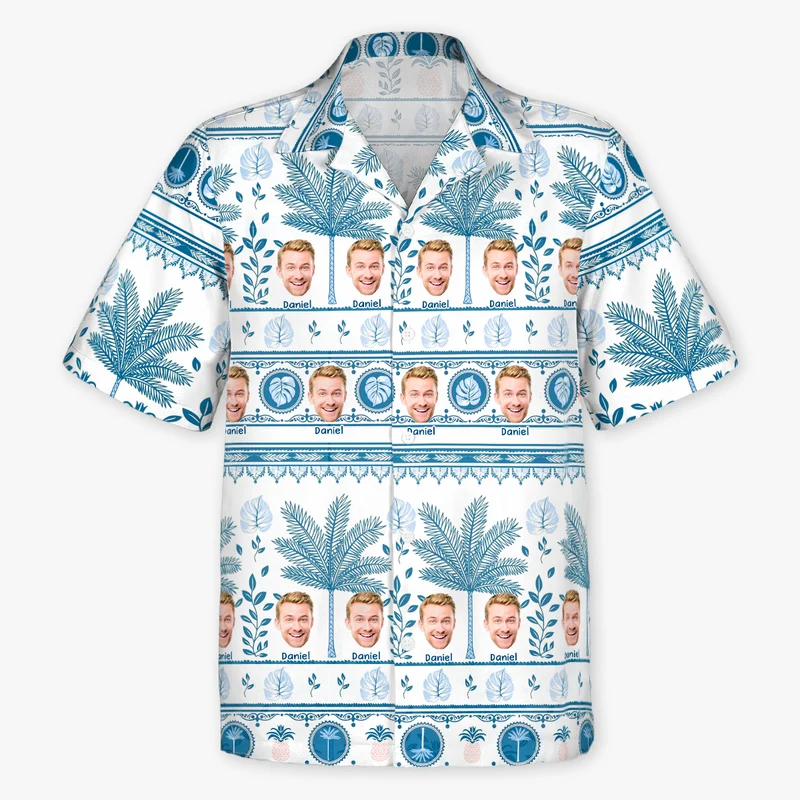 Hawaiihemd Mit Mehreren Gesichtern Kokospalme - Personalisiertes Geschenk | Hawaiihemd
