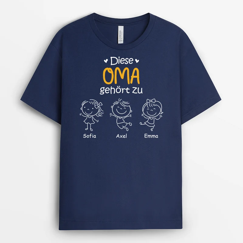 Dieser Oma Gehört Zu - Personalisiertes Geschenk | T-Shit Oma Papa Strichmännchen Basic