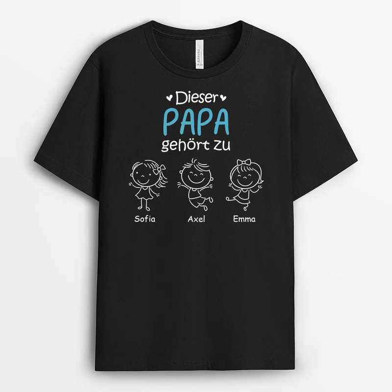 Dieser Opa Gehört Zu - Personalisiertes Geschenk | T-Shit Opa Papa Strichmännchen Basic
