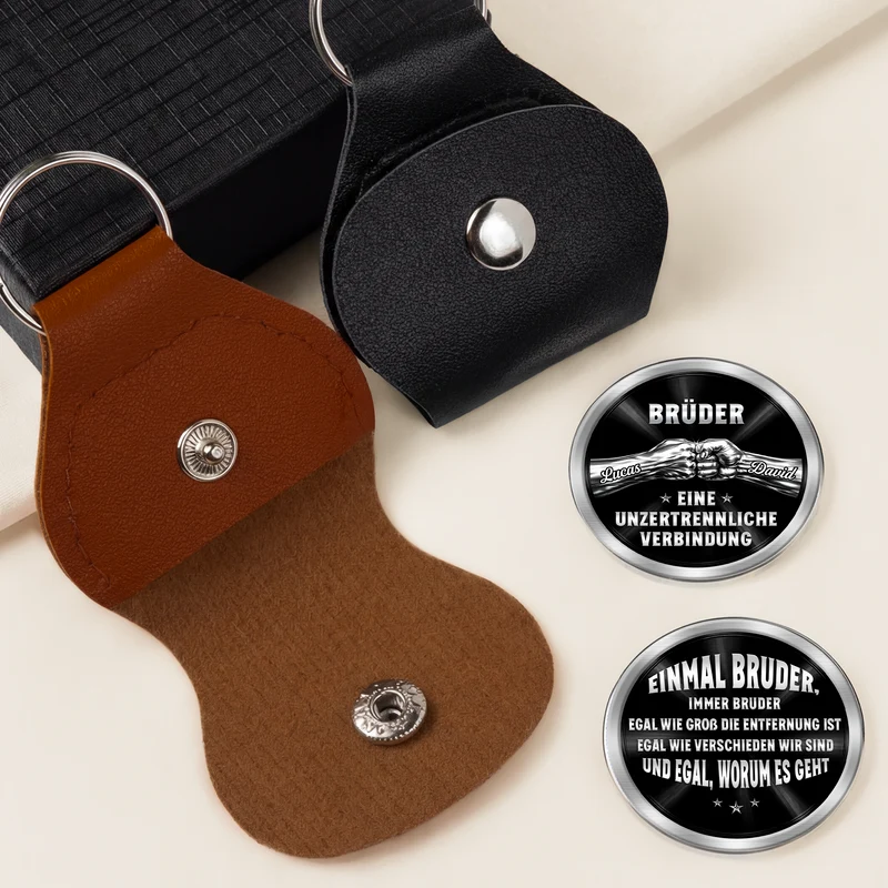 [3D-Optik] Einmal Bruder Immer Bruder Faustgruß - Personalisierte Geschenke Für Männer | Pocket Hug Schlüsselanhänger