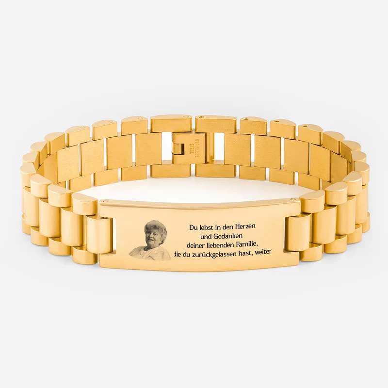 Du lebst in den Herzen & Gedanken der Familie Uhrenband - Personalisierte Trauergeschenke | Armband Mit Foto Papa Mama