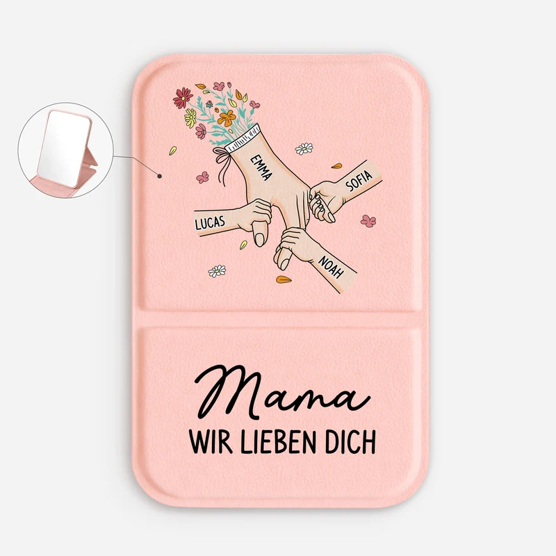 Mama Wir Lieben Dich - Personalisiertes Geschenk | Taschenspiegel Mama Oma