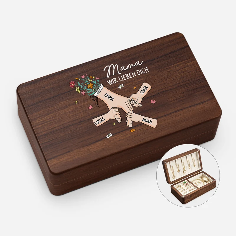 Mama Wir Lieben Dich - Personalisiertes Geschenk | Schmuckkästchen Holz Mama Oma