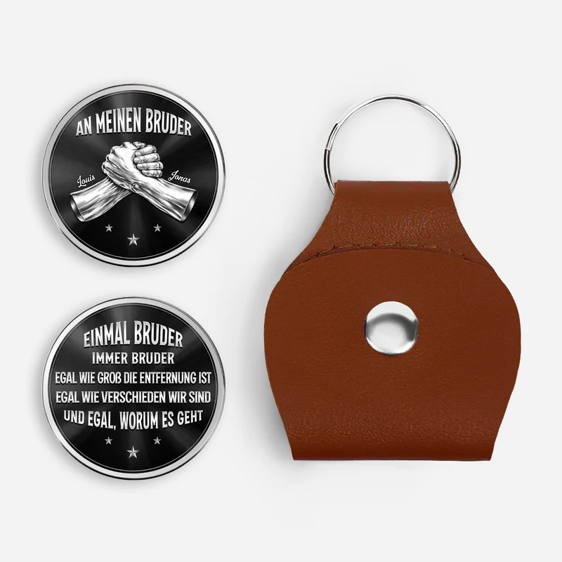 [3D-Optik] Einmal Bruder Immer Bruder - Personalisierte Geschenke Für Männer | Pocket Hug Schlüsselanhänger