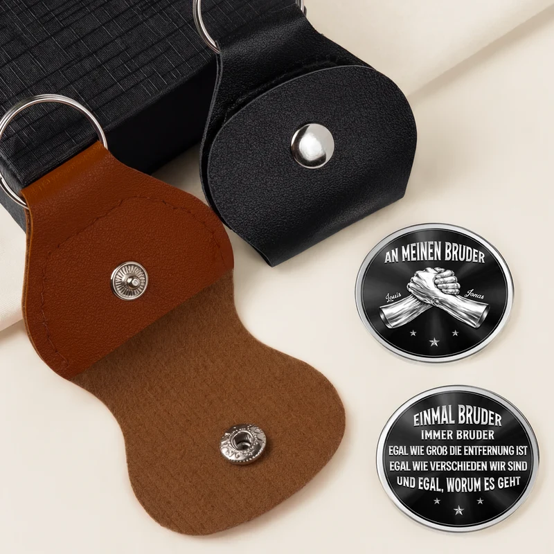 [3D-Optik] Einmal Bruder Immer Bruder - Personalisierte Geschenke Für Männer | Pocket Hug Schlüsselanhänger