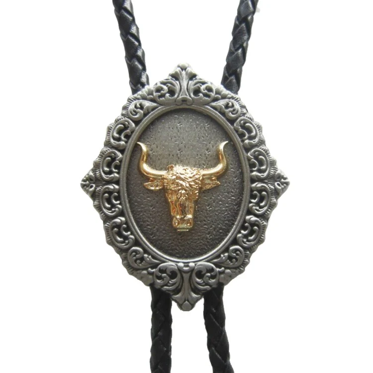 Bolo Tie Westernkrawatte Longhorn Goldauflage Line Dance