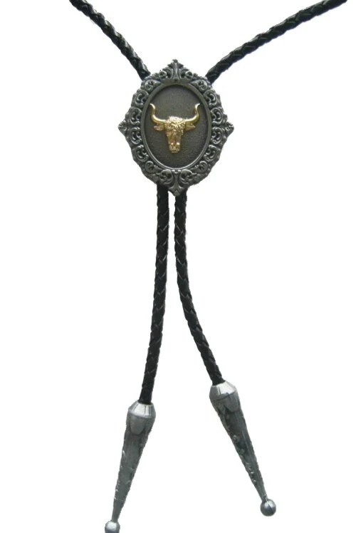 Bolo Tie Westernkrawatte Longhorn Goldauflage Line Dance