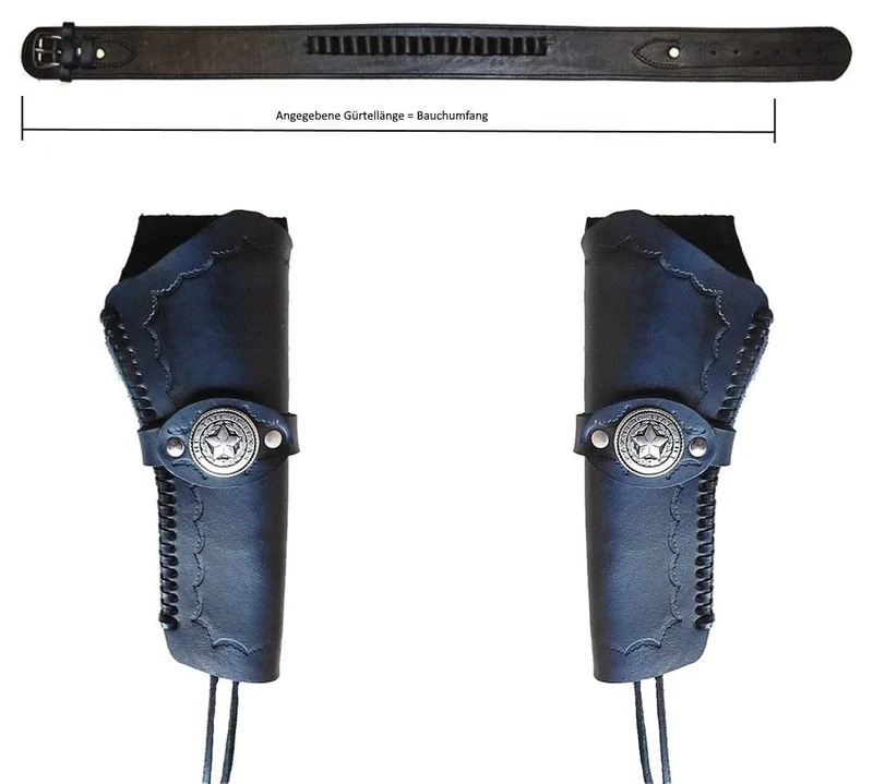 Westernholster Holstergürtel Holstertasche Patronenschlaufen Echt Leder schwarz