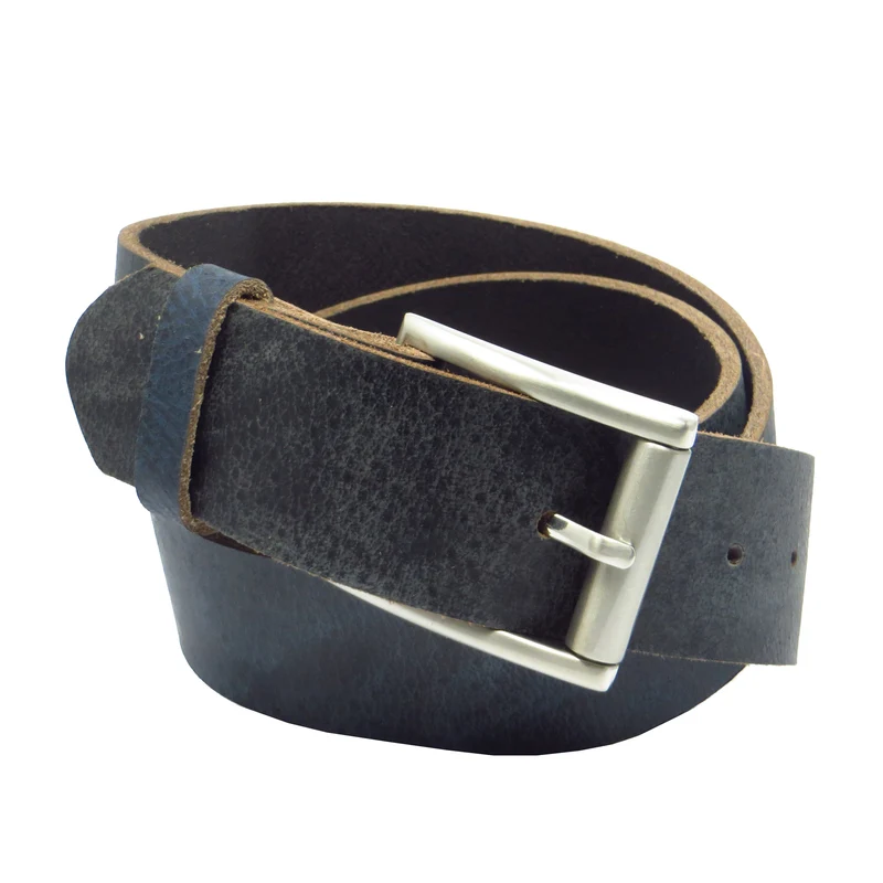 Ledergürtel 4 cm breit blau Büffelleder