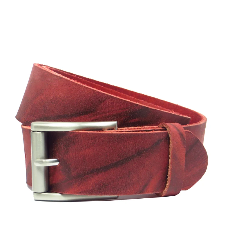 Ledergürtel 4 cm breit rot Büffelleder