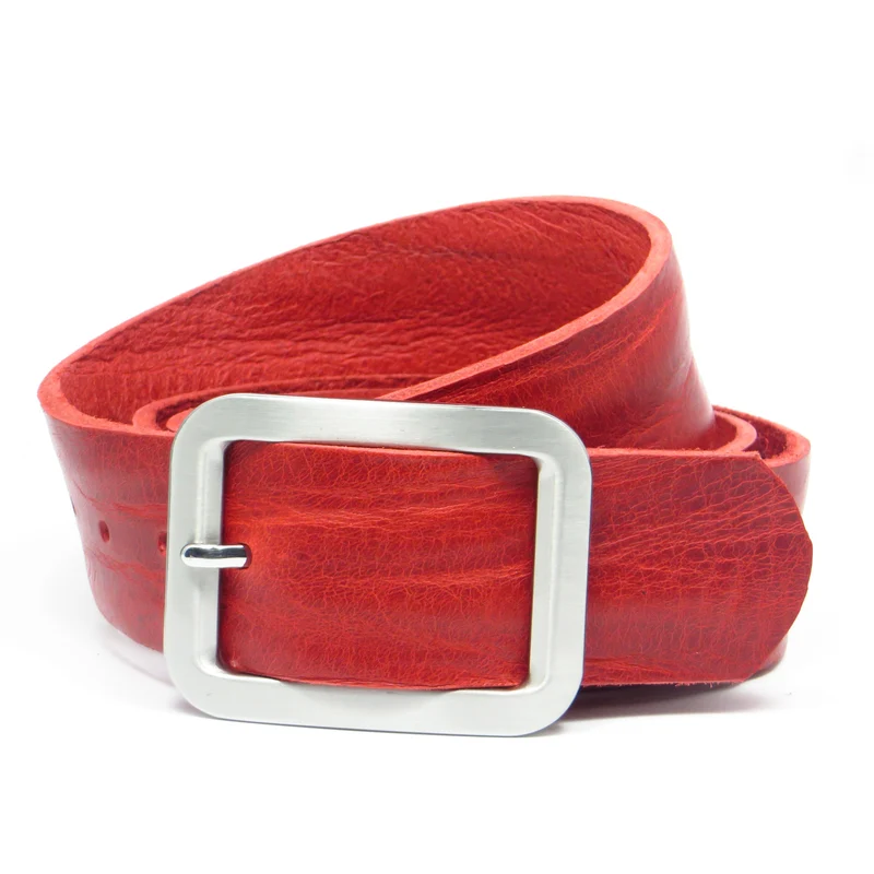 Ledergürtel 4 cm breit rot Rindsleder