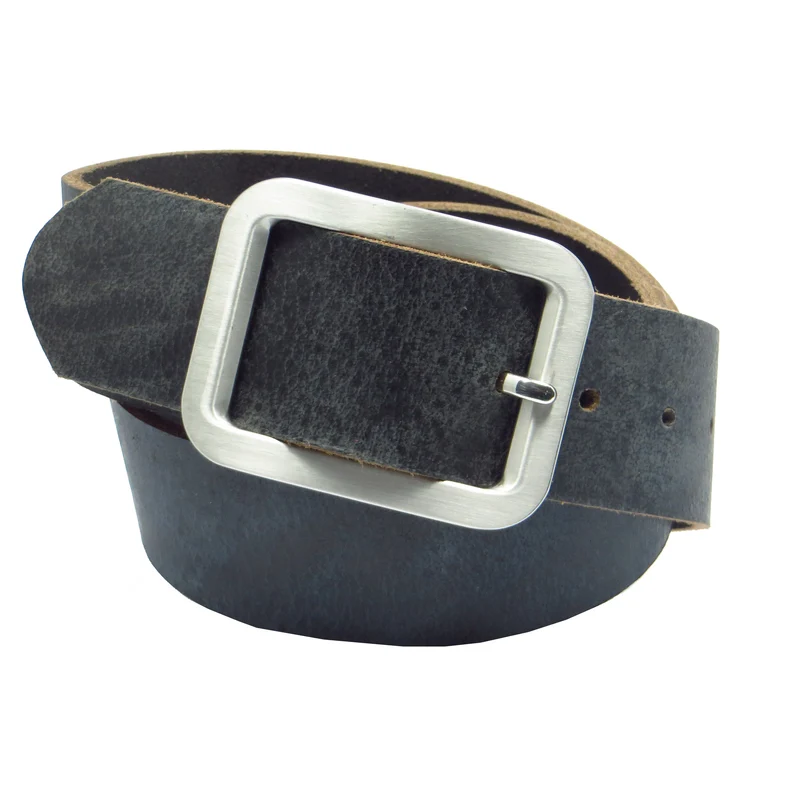 Ledergürtel 4 cm breit blau Büffelleder