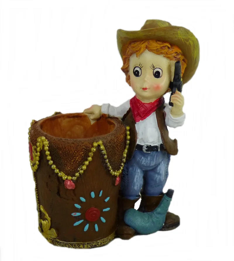 Dekofigur Stiftehalter Stiftebox Vase Cowgirl Westerndekoration Colt Winchester