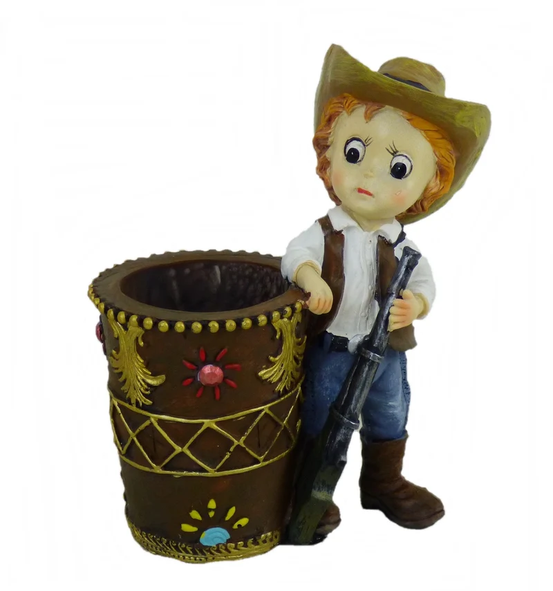 Dekofigur Stiftehalter Stiftebox Vase Cowgirl Westerndekoration Colt Winchester