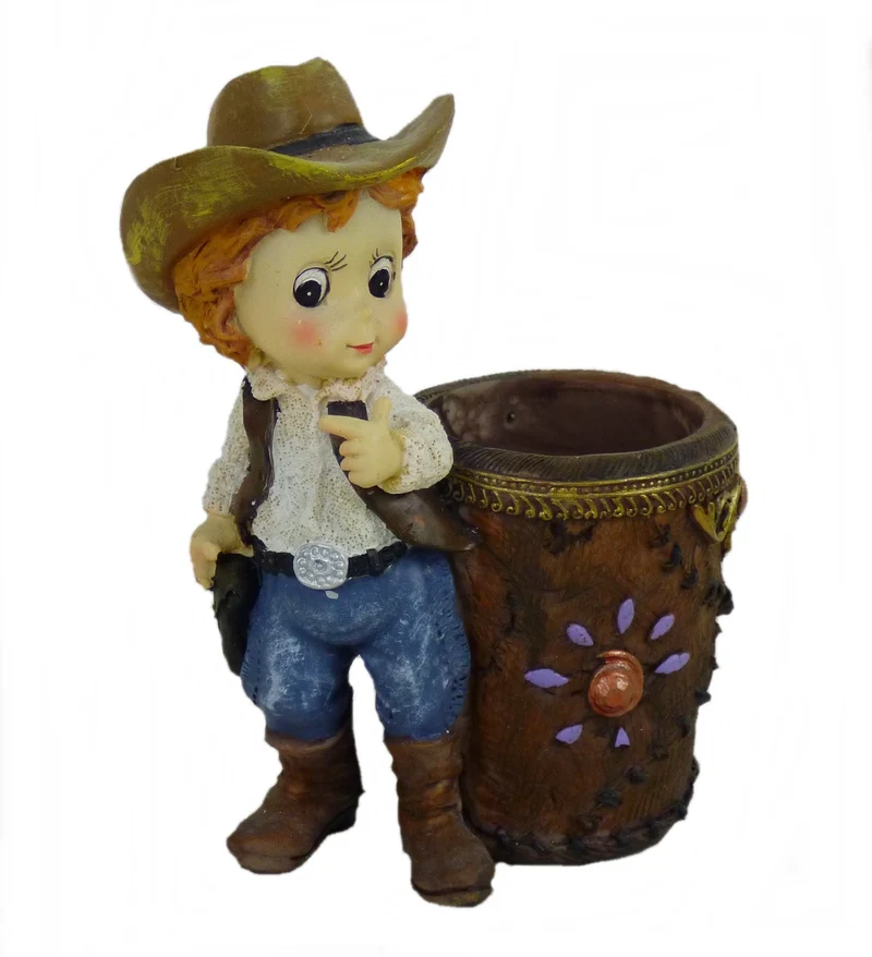 Dekofigur Stiftehalter Stiftebox Vase Cowgirl Westerndekoration Colt Winchester