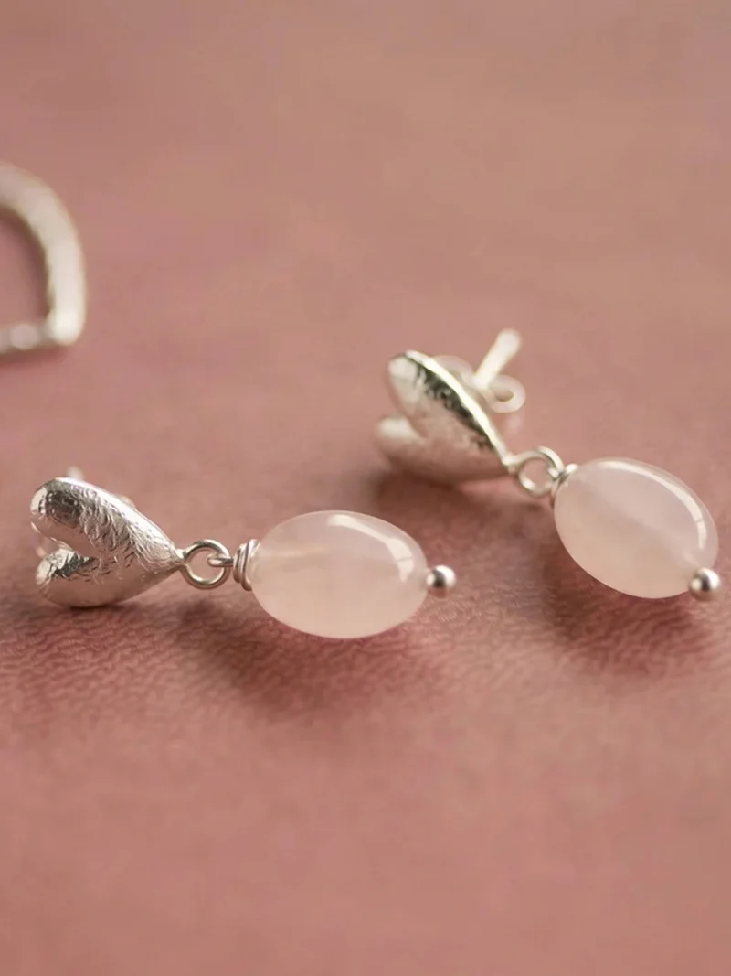 Heavenly Rose Quartz Ohrringe Silber
