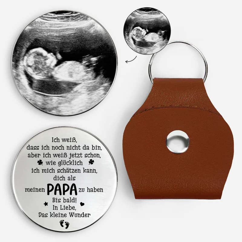 Ich Weiß Dass Ich Noch Nicht Da Bin - Personalisiertes Geschenk | Pocket Hug Schlüsselanhänger Ultraschallfoto