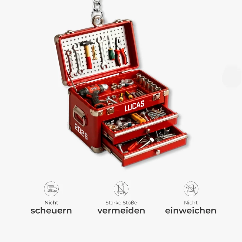 [3D-Optik] Werkzeugkasten - Personalisiertes Geschenk | Acryl Schlüsselanhänger Papa Opa