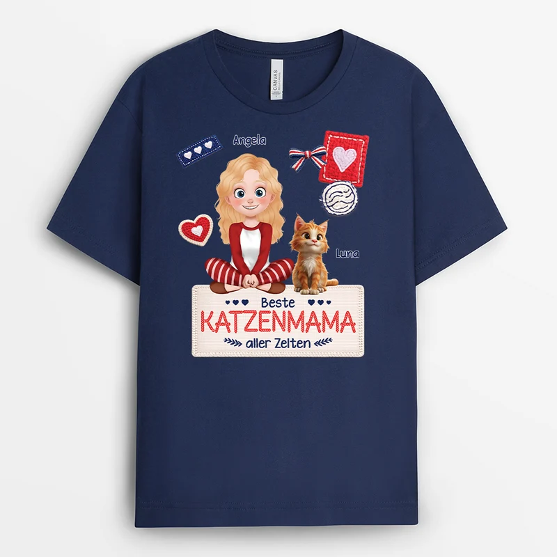 Bester Katzenpapa Der Welt - Personalisierte Geschenke Katze | T Shirt Strick-Optik