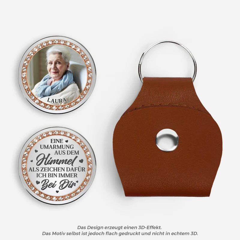 [3D-Optik] Eine Umarmung Aus Dem Himmel - Personalisierte Trauergeschenke | Pocket Hug Schlüsselanhänger Foto Mama Papa