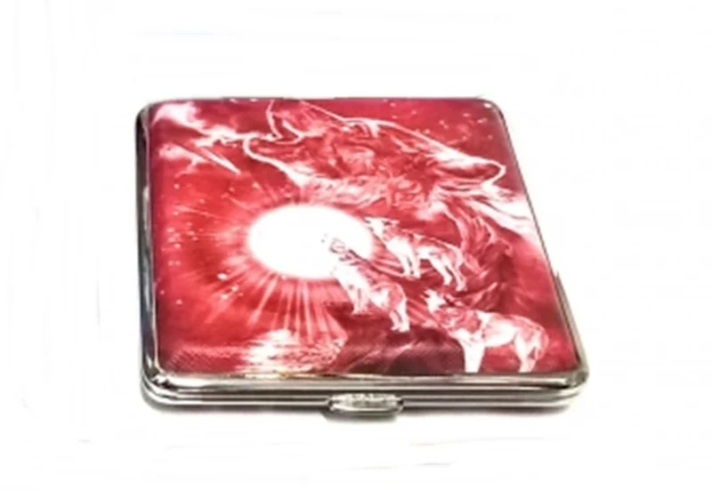Zigarettenetui Zigarettenbox aus Metall 20 Zigaretten verschiedene Wolfsmotive