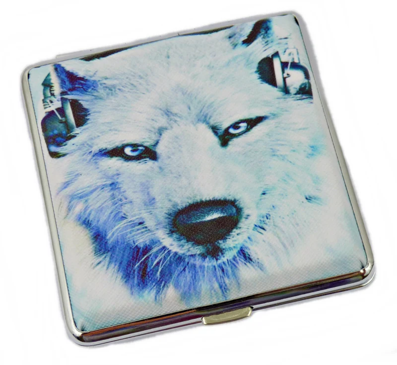 Zigarettenetui Zigarettenbox aus Metall 20 Zigaretten verschiedene Wolfsmotive