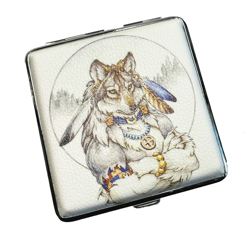 Zigarettenetui Zigarettenbox aus Metall 20 Zigaretten verschiedene Wolfsmotive