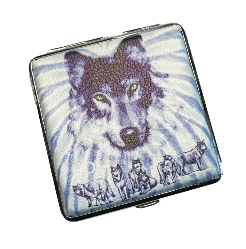 Zigarettenetui Zigarettenbox aus Metall 20 Zigaretten verschiedene Wolfsmotive