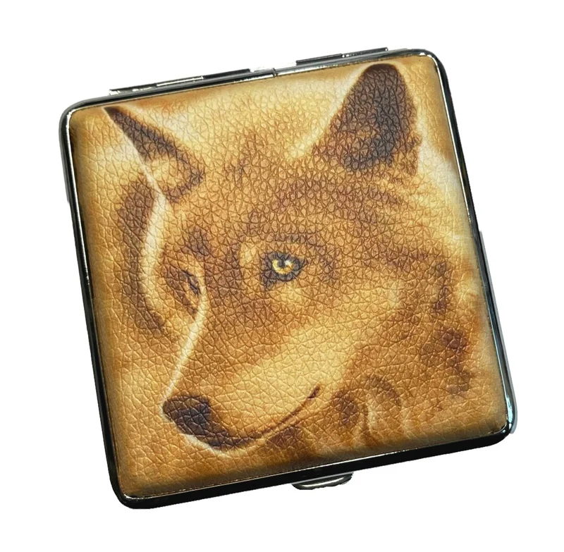 Zigarettenetui Zigarettenbox aus Metall 20 Zigaretten verschiedene Wolfsmotive