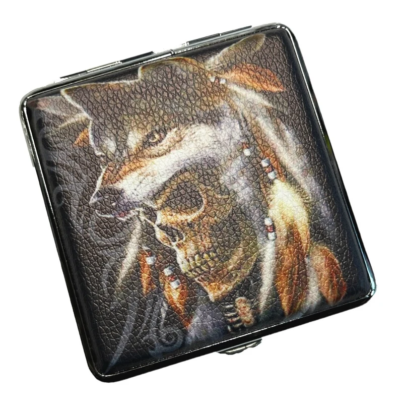 Zigarettenetui Zigarettenbox aus Metall 20 Zigaretten verschiedene Wolfsmotive