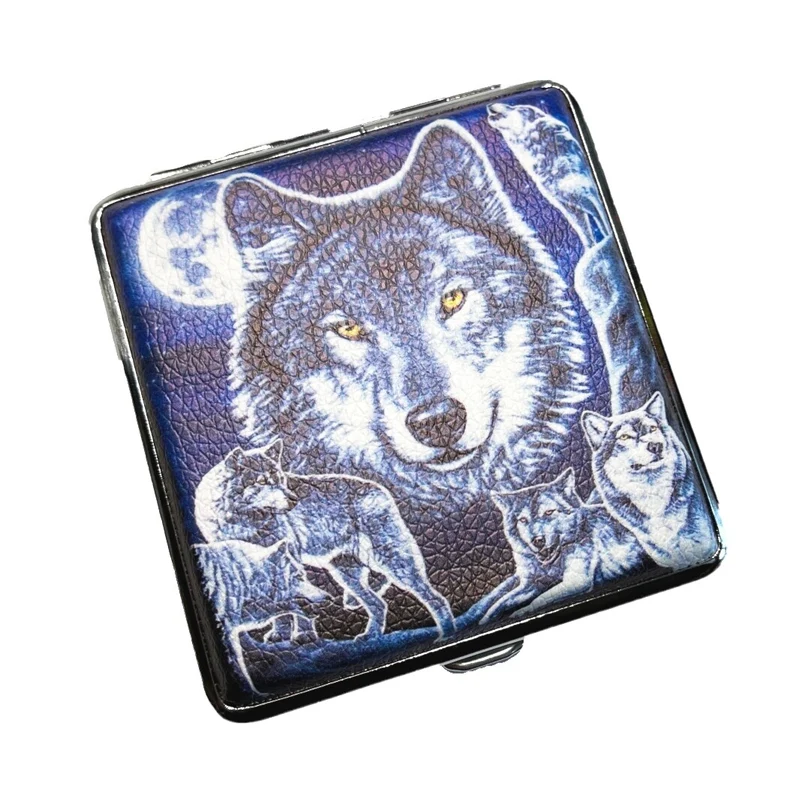 Zigarettenetui Zigarettenbox aus Metall 20 Zigaretten verschiedene Wolfsmotive