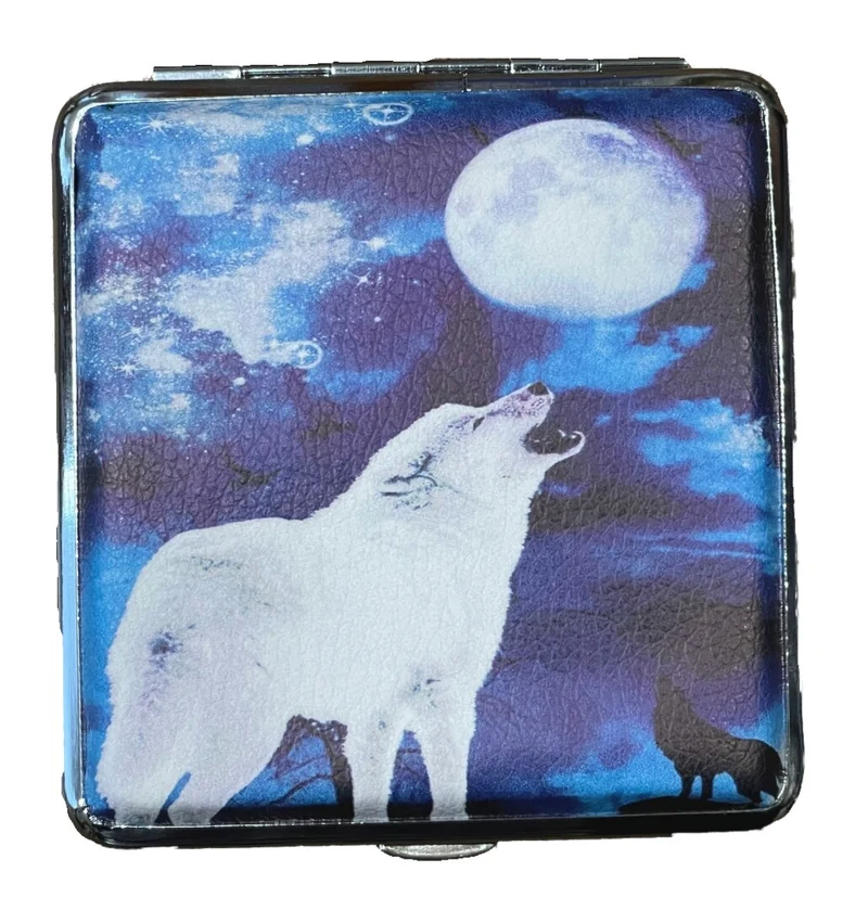 Zigarettenetui Zigarettenbox aus Metall 20 Zigaretten verschiedene Wolfsmotive
