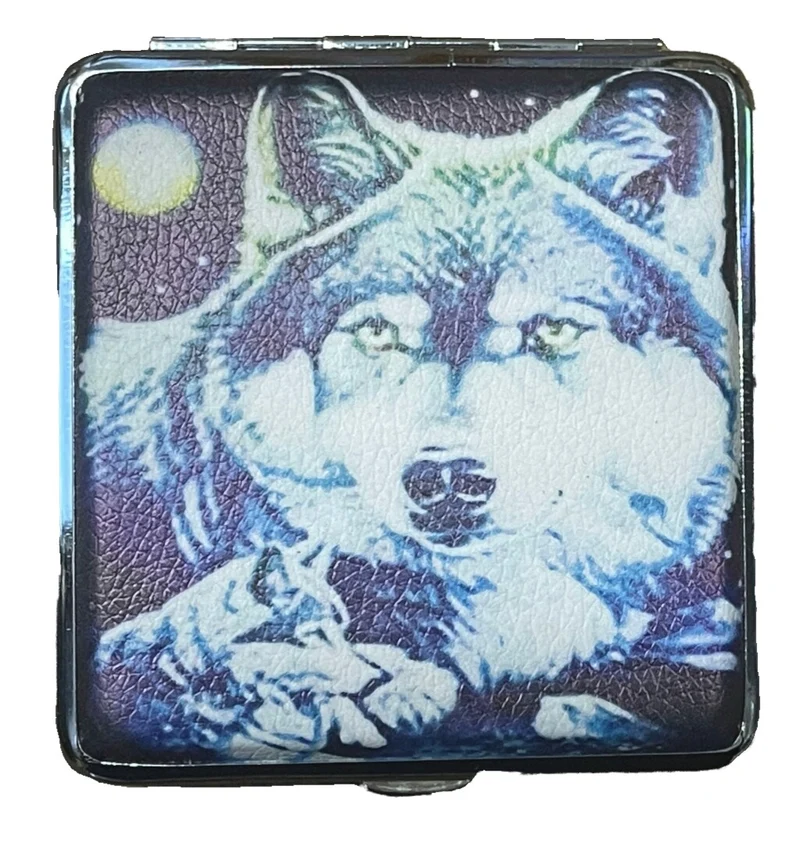 Zigarettenetui Zigarettenbox aus Metall 20 Zigaretten verschiedene Wolfsmotive