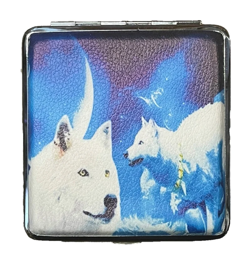 Zigarettenetui Zigarettenbox aus Metall 20 Zigaretten verschiedene Wolfsmotive