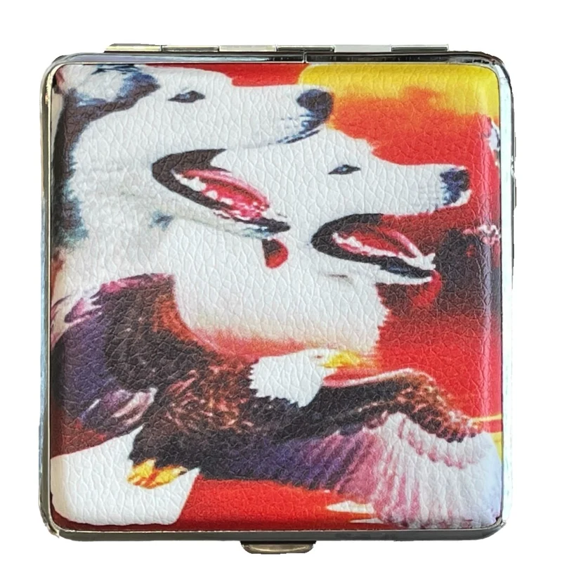 Zigarettenetui Zigarettenbox aus Metall 20 Zigaretten verschiedene Wolfsmotive