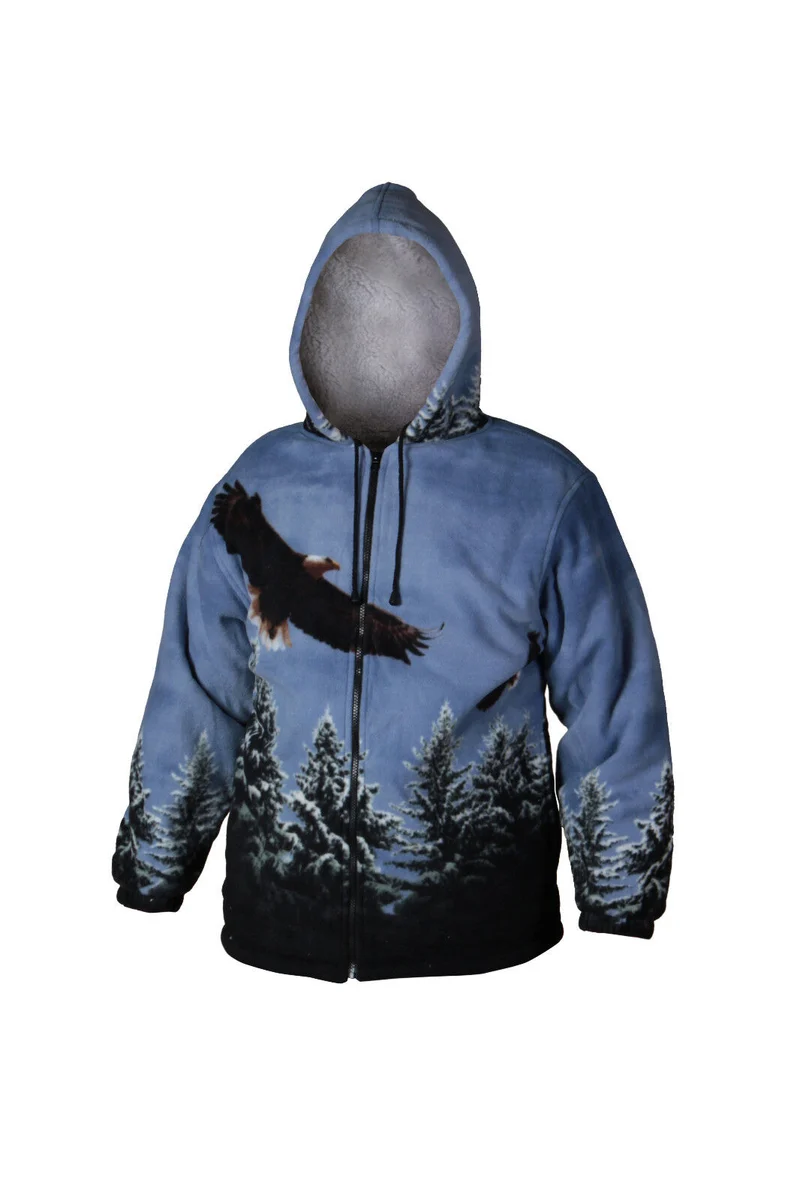 Kapuzen - Fleecejacke " Eagle Blue " Adler M - 3 Xl