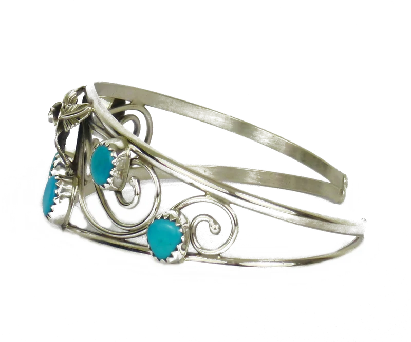 Armreifen Armspange Indianerschmuck 925er Silber Handarbeit Navajo 5 Türkise