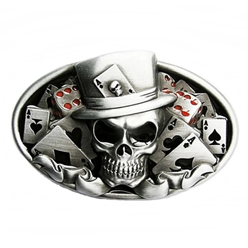 Gürtelschnalle Buckle Gürtelschließe für Wechselgürtel Casino Skull Totenkopf