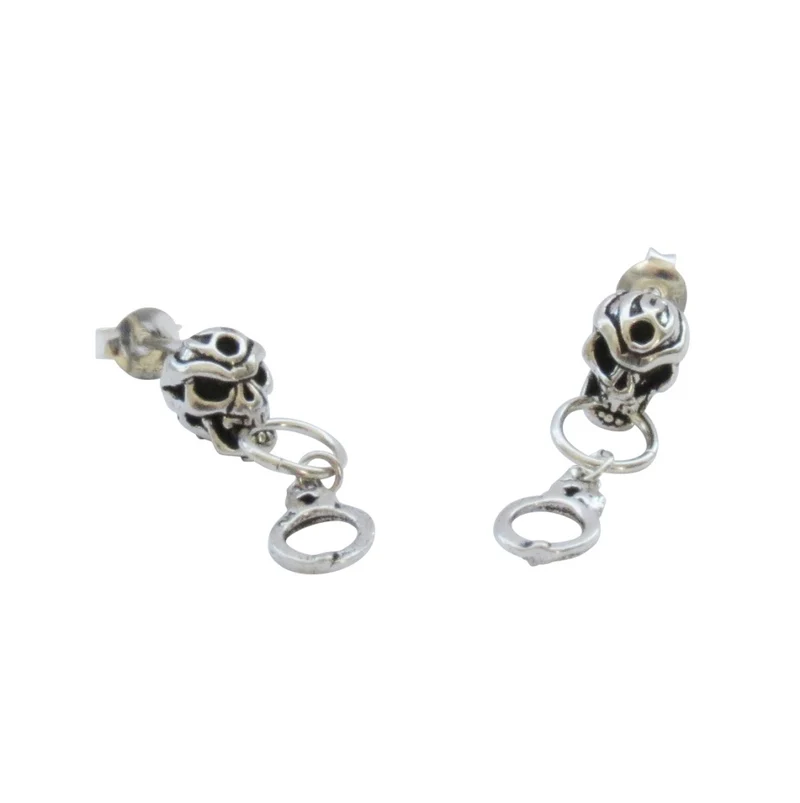1 Paar Ohrstecker Totenkopf mit Handschellen aus 925er Sterling Silber